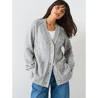 V By Very Timeless Yarn Relaxed Longline Knitted Cardigan - Grey