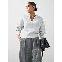 The Very Collection Collared Balloon Sleeve Jumper - Grey