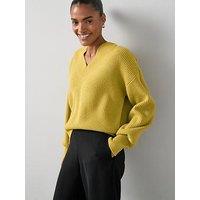 The Very Collection Cosy Yarn V Neck Jumper - Chartreuse
