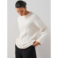 The Very Collection Timeless Yarn Crew Neck Turn Up Cuff Cable Jumper - Cream