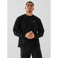 Vans Mens Left Chest Logo Oversized Long Sleeve T-Shirt - Black
