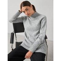 The Very Collection Timeless Yarn Longline Funnel Neck Jumper - Grey