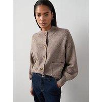 The Very Collection Style Yarn Crew Neck Cardigan With Wool - Brown