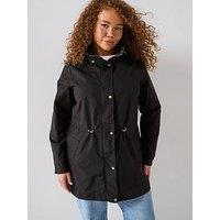 V By Very Curve Water Resistant Hooded Rain Coat - Black
