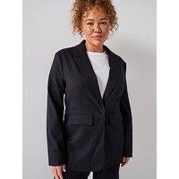 V By Very Curve Pinstripe Longline Blazer