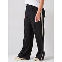 V By Very Curve Side Stripe Wide Leg Trousers - Black