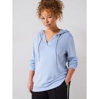 V By Very Curve Soft Touch Neck Hoodie - Blue