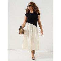 V By Very Curve 2 In 1 Cotton Skirt Midi Dress - Multi