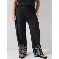V By Very Curve Embroidered Trouser Co-Ord - Dark Grey