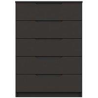 One Call Monaco Ready Assembled 5 Drawer Bedroom Chest - Dark Grey Gloss