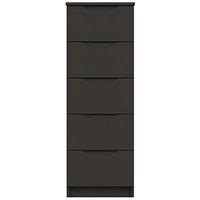 One Call Monaco Ready Assembled 5 Drawer Tall Boy Chest - Dark Grey Gloss