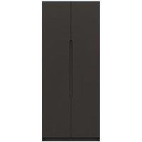 One Call Monaco Ready Assembled 2 Door Wardrobe - Dark Grey Gloss