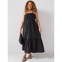 V By Very Curve Tie Detail Strappy Maxi Dress - Black