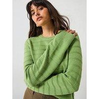 V By Very Classic Comfort Crew Neck Stitch Interest Jumper - Green