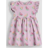 Jojo Maman Bebe Girls Watermelon Ruffle Sleeve Tiered Dress - Purple