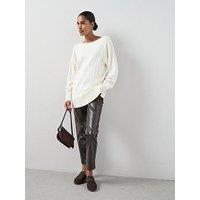 The Very Collection Classic Comfort Slash Neck Wide Sleeve Longline Jumper - Cream