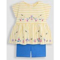 Jojo Maman Bebe Girls 2-Piece Duck Embroidered T-Shirt & Shorts Set - Yellow