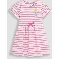 Jojo Maman Bebe Girls Mermaid Applique Stripe Dress - Pink