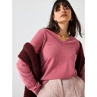 V By Very Classic Comfort V Neck Jumper - Pink