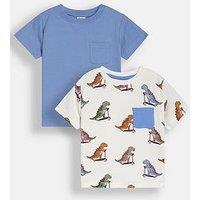 Jojo Maman Bebe Boys 2-Pack Scooting Dino Print & Plain T-Shirts - Beige