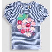 Jojo Maman Bebe Girls Strawberry Applique Puff Sleeve T-Shirt - Blue