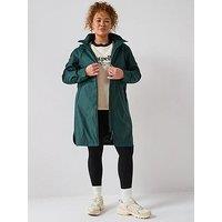 V By Very Curve Rubberised Hooded Rain Mac - Dark Green