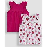Jojo Maman Bebe Girls 2-Pack Strawberry Floral Frill Sleeve T-Shirts - Pink