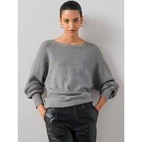 The Very Collection Classic Comfort Batwing Slash Neck Jumper - Grey