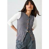 V By Very Classic Comfort Button Through Sleeveless Tank - Grey