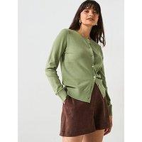V By Very Classic Comfort Crew Neck Cardigan - Sage Green