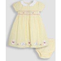 Jojo Maman Bebe Girls Bunny Applique Stripe Pretty Summer Dress - Yellow