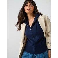 V By Very Classic Comfort Knitted Zip Through Hoodie - Navy