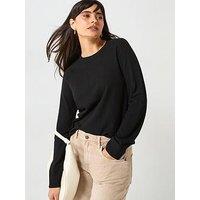 V By Very Classic Comfort Relaxed Crew Neck Jumper - Black