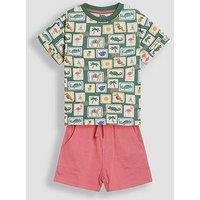 Jojo Maman Bebe Boys Tropical Postcard Print T-Shirt & Short Set - Khaki