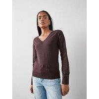 The Very Collection Classic Comfort V Neck Jumper - Chocolate