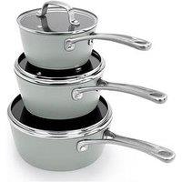 Laura Ashley 3 Piece Saucepan Set - Sage Leaf