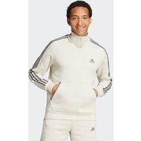 Adidas Sportswear Men'S Essentials Fleece 3-Stripes 1/4 Zip Sweatshirt - Beige