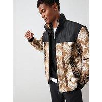 The Very Collection Printed Borg Panel Jacket - Black