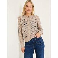 Fatface Cara Crochet Cardi - Beige