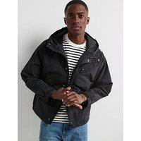Very Man Shower Resistant Hooded Tech Jacket - Black