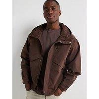 Very Man Shower Resistant Hooded Tech Jacket - Brown