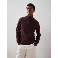 The Very Collection Textured Tri-Marl 1/4 Zip Jumper - Burgundy