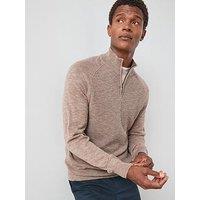 The Very Collection Textured Tri-Marl 1/4 Zip Jumper - Beige