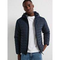 Very Man Shower Resistant Lightweight Hooded Padded Jacket - Navy