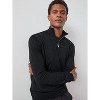Very Man Merino Wool 1/4 Zip Jumper - Black