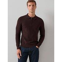 The Very Collection Cotton Rich Textured 1/4 Zip - Burgundy