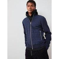 The Very Collection Hybrid Knit Funnel Jacket With Cotton - Navy
