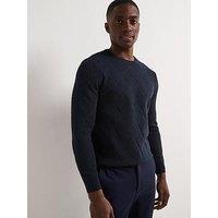 Very Man Jacquard Crew Neck Knitted Jumper - Navy