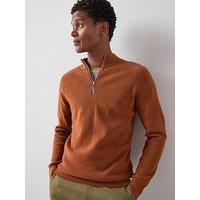 The Very Collection 1/4 Zip Midweight Knitted Jumper - Rust Orange