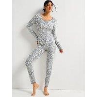 Everyday Leopard Print Henley And Legging Pyjama Set - Multi